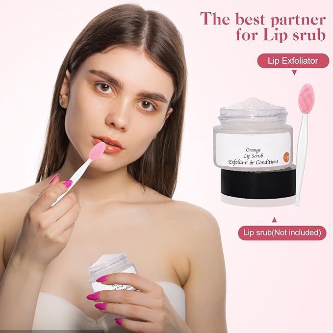 5 Pcs Lip Scrub Brush,Lip Scrubber Exfoliator,Double-Sided Silicone Lip Brush Tool for Men Women Lip Lightening, Lip Exfoliator Scrubber Tool for Dark Lips
