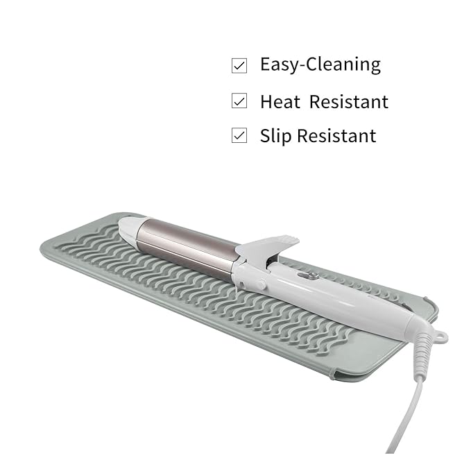 Heat Resistant Travel Mat Pouch for Hair Straighteners, Crimping Irons, Curling Wands, Flat Irons and Hair Styling Tools (1 Pack, Gray)