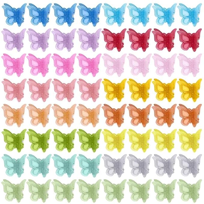 50 Pieces Butterfly Hair Clips Jelly Color Mini Clips , Beautiful Accessories for Women and Girls with Box Packaged , 15 Matte Candy Colors