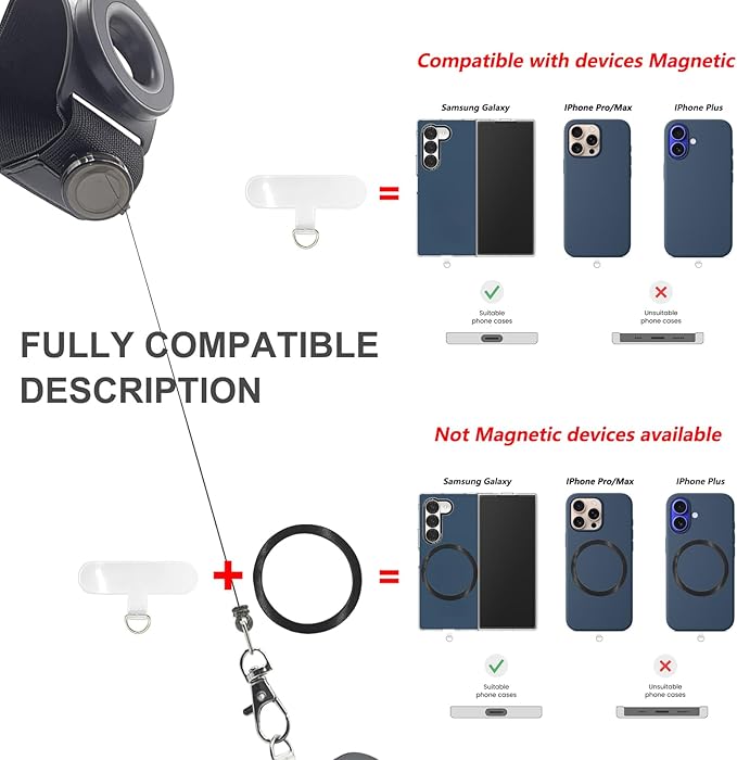Magnetic Running Phone Holder for iPhone, extendable Anti Drop Rope 360 ° rotatable Magnetic arm with, Double arm Straps,Wristband, Phone Holder, for All Call Phone,iPhone/Sumsung