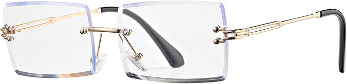 Rectangle Sunglasses for Men/Women Small Rimless Square Shade Eyewear
