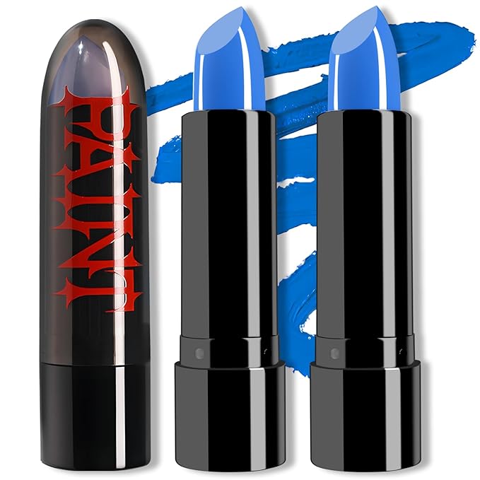 2 Pcs Blue Eye Black Softball Football Baseball Lacrosse, Cream Face Body Paint Stick Halloween SFX Avatar Smurf Mystique Clown Cosplay Makeup Kit, Eyeblack Sticks for Sports Special Effects