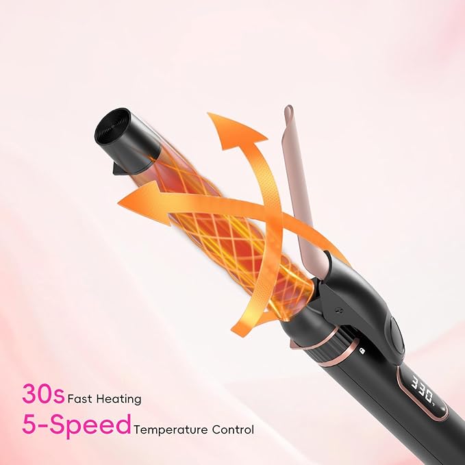 Nicebay Hair Straightening Brush Set with Thermal Brush Flat Iron, 1 Inch Ceramic Curling Iron, 5 Adjustable Temps Professional Fast Heat with Glove, Dual Voltage for Travel, Women Gifts