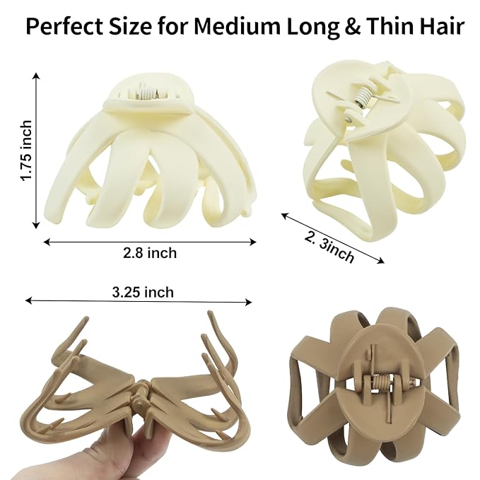 6 Pcs Hair Claw Clips for Women, 2.8" Medium Non-Slip Octopus Jumbo Hair Accessories (Multi-colors)