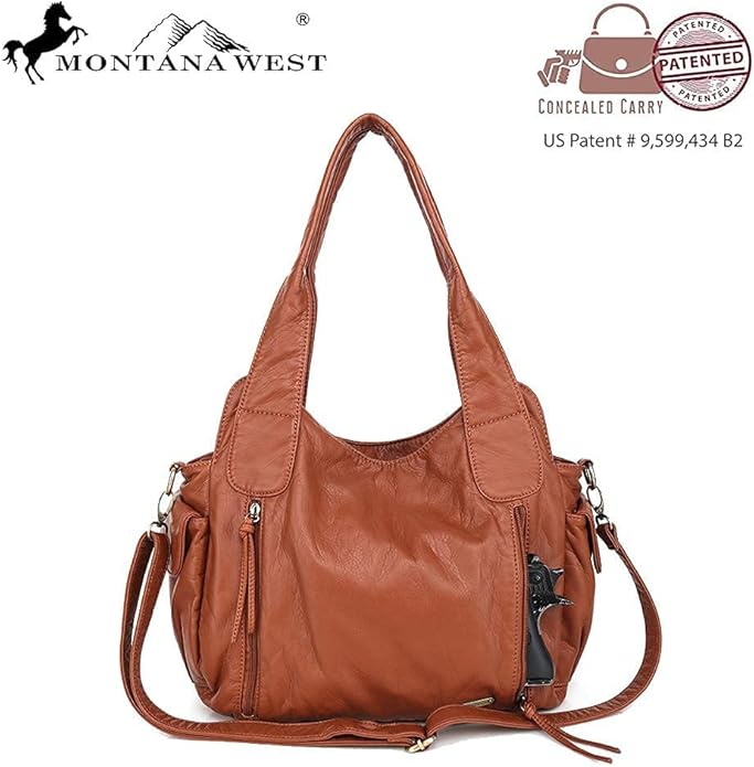 Montana West Washed Leather Hobo Bags for Women Roomy Handbags with Crossbody Strap
