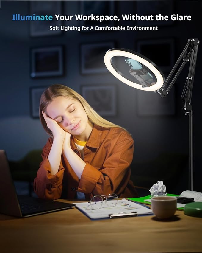 UBeesize 12" Ring Light Tripod for iPhone with Overhead Phone Mount Holder, Ring Lights with Stand and Camera Mounts for Photography/Live Streaming/TikTok/YouTube Content Creation