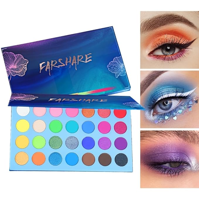 Highly Pigmented Eye Makeup Palette, Matte Shimmer Metallic Eyeshadow Pallet Long Lasting Blendable Natural Colors Make Up Eye Shadows Cosmetics
