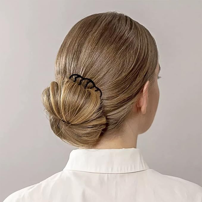 8 Piece Hair Side Combs Metal Hair Fork Clip with Teeth Hair Pin Stick for Updo Bun, U Shape Hair Combs Hair Tool for Vintage Hairstyle Hair Accessories, Black (4 Size)