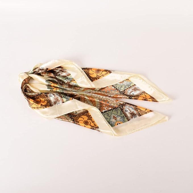 35 x 35 Women's Fashion Pattern Large Square Silk Like Hair Scarf Head Sleeping Wrap Satin Neck Bandana for Gift…