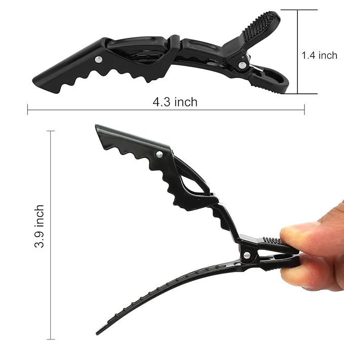 Ondder 14 Pack Alligator Hair Clips for Styling and Sectioning - Larger Salon Pro Barber Clips for Hair Coloring, Cutting, and Styling Accessories for Women, Men, Girls, Teens - Black, Green