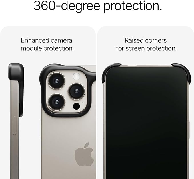 Arc Pulse Compatible with iPhone 16 Pro Phone Case (2024), Minimalist Protective Shock Absorption Aerospace Grade Aluminum Shells + Elastomer Inlays Easy Fit 6.3 inch (Aluminum Matte Black)