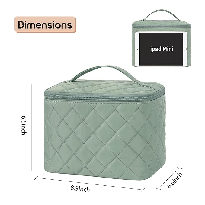 OCHEAL Makeup Bag, Large Capacity Travel Make Up Bag for Cosmetics Vertical Storage,Toiletry Bag for Skincare Makeup Organizer Bag-Green Nylon