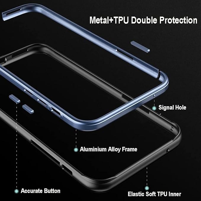 for iPhone 16e Bumper Case Metal, Aluminum Alloy + TPU Bumper Frame Slim Fit No Back Design Excellent Heat Dissipation Compatible with MagSafe 4 Corner Raised Shockproof (Black)