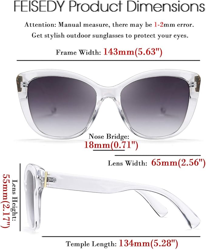 FEISEDY Polarized Vintage Sunglasses American Womens Square Jackie O Cat Eye Sunglasses B2451