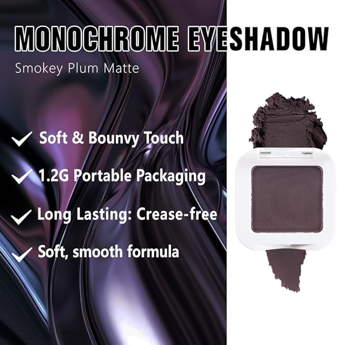 evpct Matte Eggplant Purple Eye Shadow Palette Makeup for Older Women, Deep Dark Plum Cream Eyeshadow Palette Single for Older Women Matte, Monochrome High Pigment Mini Eyeshadow Sombra Para Ojos, 15