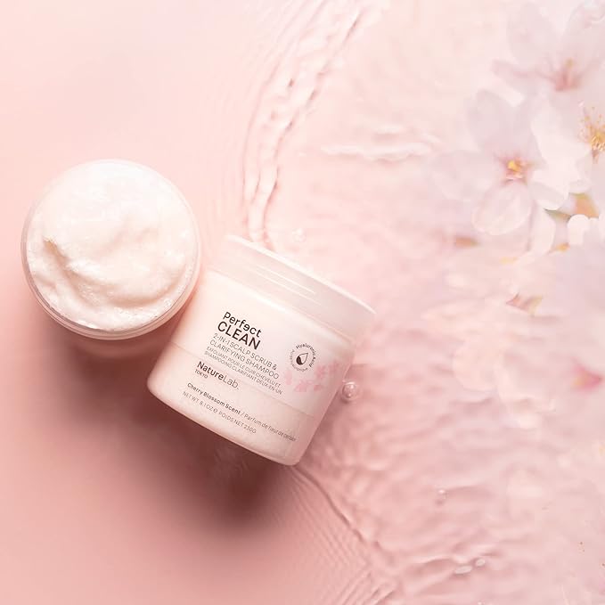 NATURELAB. TOKYO Perfect Clean Scalp Scrub LIMITED EDITION Sakura Scent:2-in-1 Hair Treatment to Clarify and Remove Product Buildup for Immense Shine I Cherry Blossom Scent | 8.1 OZ