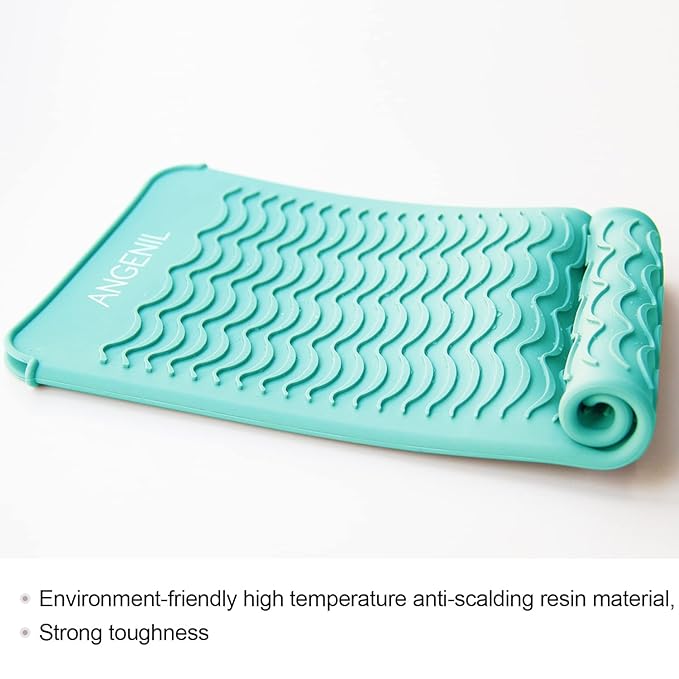 ANGENIL Curling Iron Silicone Mat Heat Resistant for Travel Dual Voltage Flat Iron, Hair Straightener, Rotating Cordless Curling Iron Wand, Wireless Curlers, Crimper Hair Iron, Straightening Iron