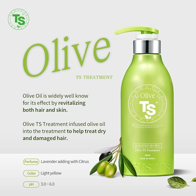 Olive TS Treatment (17.6 Fl Oz / 500mL) | Treatment of Damaged Hair and Dry Scalp and Hair | Olive Oil Hair Treatment - Hydrating and Restorative| Silicone Free | All Hair Types
