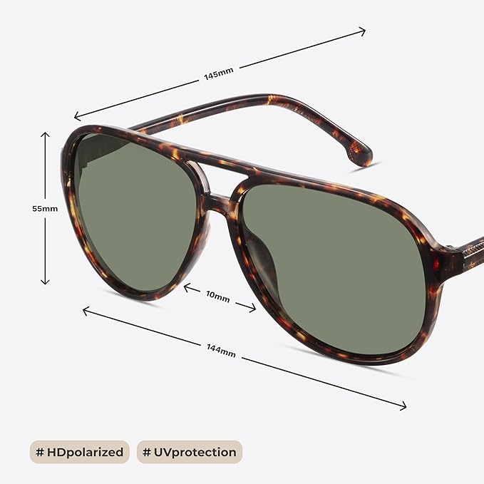 livho Trendy Polarized Aviator Sunglasses Women Men, Retro Sun Glasses for Women Men 2025, Oversized UV Protection Shades