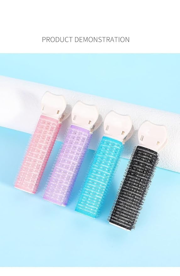 4Pcs Pink Hair Rollers with Clip Volumizing Bangs Curler DIY Styling Accessories Tool Portable Self Grip Volume Hair Root Clips Styling Tools and Appliances