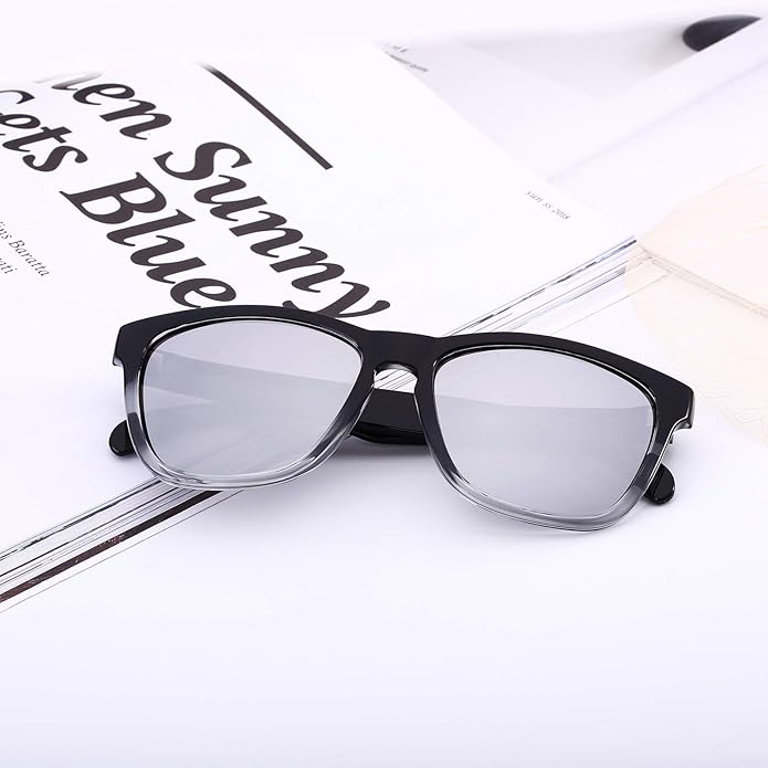COLOSSEIN Sunglasses Womens,Classic Square Frame UV400 Mirrored Lens,Sunglasses Fit For Beach,Vacation,Driving