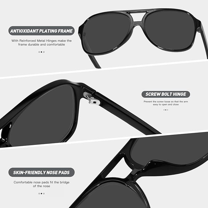 YDAOWKN Retro Aviator Sunglasses for Women Mens Large Frame Classic Vintage 70s Sun Glasses Aviators