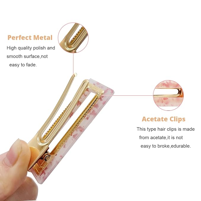 12 Pieces Acrylic Resin Marble Hair Clips Set, Decorative Pearls Hair Barrettes Sweet Decorative Bobby Pins Hairpin Headwear Hair Accessories Headwear for Women and GirlsâŚ