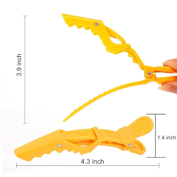 Ondder 14 Pcs Yellow Hair Sectioning Clips - Alligator Hair Clips for Coloring, Cutting and Styling Hair Accessories for Women, Men, Girls, Teens