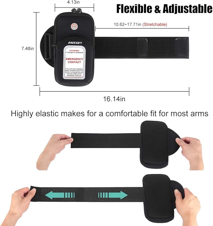 Phone Holder for Running Workout Exercise Sports Phone Arm Bands Pouch Bag, Running Armband for iPhone16 15 14 13 12 11 Pro Max XS XR X Plus Samsung Galaxy Up to 6.9"