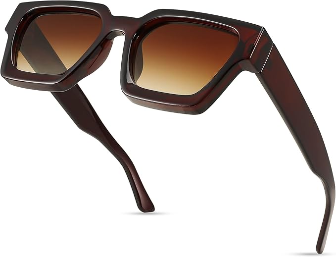 FEISEDY Retro 90s Square Sunglasses for Women Men Trendy Chunky Rectangle Sunglasses UV400 Protection B2385