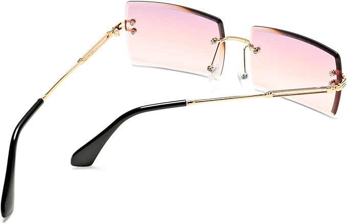 Rectangle Sunglasses for Men/Women Small Rimless Square Shade Eyewear