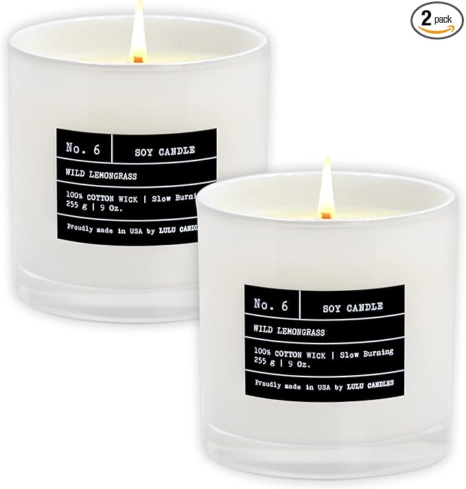 Lulu Candles | Wild Lemongrass | Luxury Scented Soy Jar Candle | Hand Poured in The USA | Highly Scented & Long Lasting (9 Oz. 2 Pack)