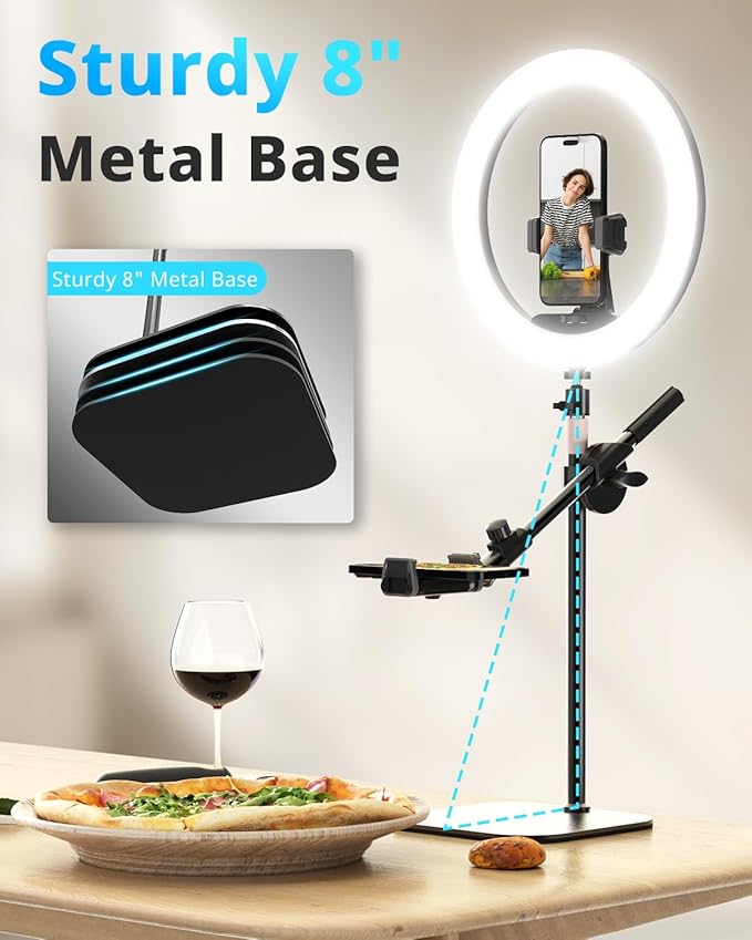 UBeesize 12" Desk Ring Light with Stand and Phone Holder, Overhead Phone Mount for Video Recording, Zoom Meeting, Live Streaming, Tiktok, YouTube,Compatible with iPhone, Android, Cameras