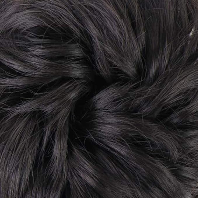 MORICA 2PCS Messy Bun Hair Piece, Fake Hair Messy Bun Scrunchies For Thin Hair Extension Curly Wavy Synthetic Chignon Ponytail Hair Pieces for Women (Black Brown)