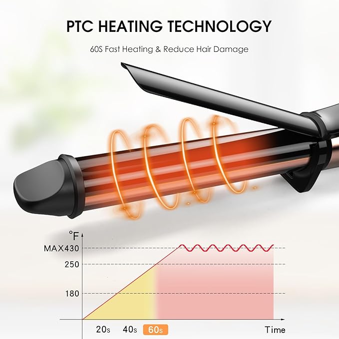Nicebay Curling Iron, 1 Inch Hair Curler with Ceramic Coating, Professional Curling Wand, Fast Heating up to 430°F, Temperature LED Display