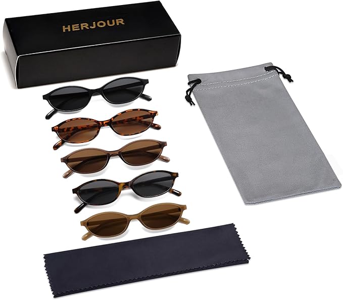 Retro Oval Cat Eye Sunglasses for Women Y2k Trendy Narrow Sunnies Designer Sun Glasses AR82253