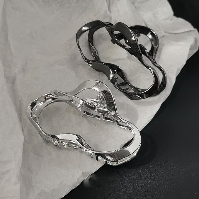 Oval Metal Hair Claw Clips - 2PCS Large Hair Styling Accessories for Women and Girls