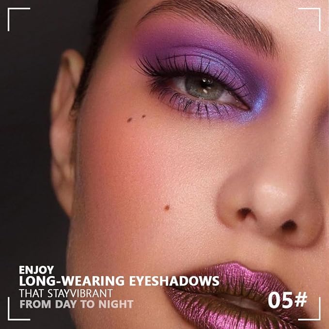 4 Colors Dark Purple Light Pink Medium Orchid Eye Shadow Palette Makeup, Highly Pigmented Waterproof Matte Shimmer Eyeshadow Palette for Women, paleta de sombras de ojos, Vegan & Cruelty-free05