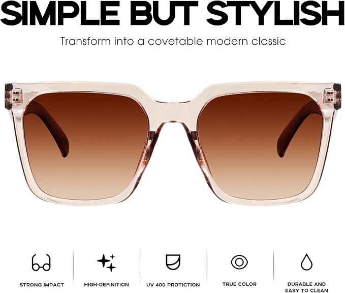 mosanana Oversized Square Sunglasses for Women Simple Trendy Style MS51917