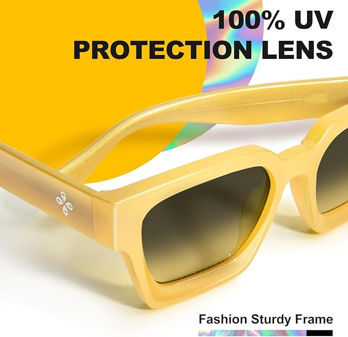 VISOONE Fashion 100% UV400 Protection Rectangle TR90 Y2K Sunglasses Accessories for Women Men RIVER