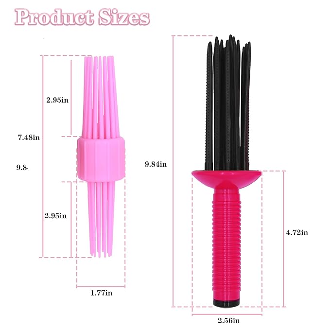 2PCS Curling Roll Comb, Curly Hair Brush for Curly Hair, Hair Curling Roll Comb, Three Different Sizes of Styler Curl Brush Hairr Tools for Casual Wear or Special Events