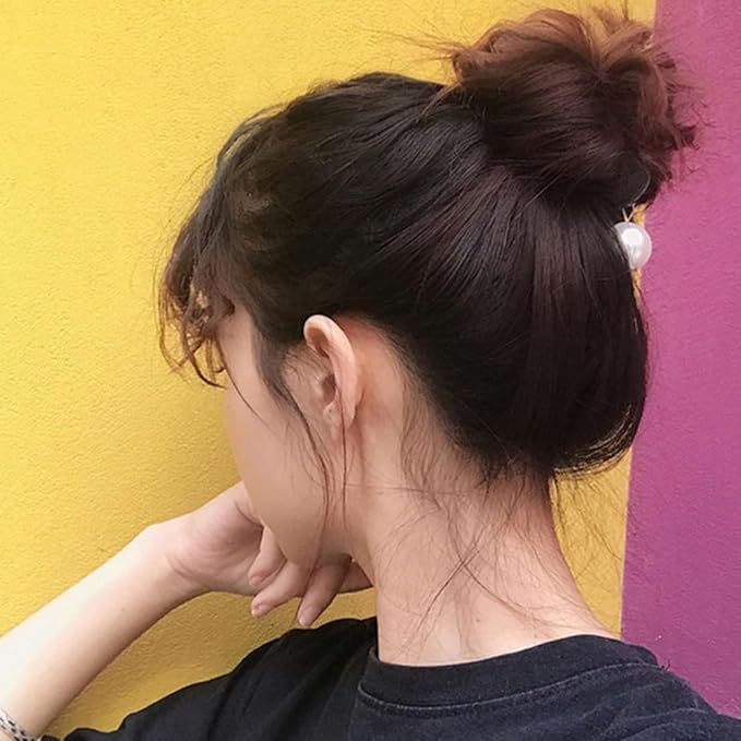 6Pcs Pearl Hair Bun Makers Lazy Curler Clips Magic Hair Styler Black Sponge French Deft Maker Flexible Chignon Donut Quick Twister Hair Styling Accessories for Women Girls