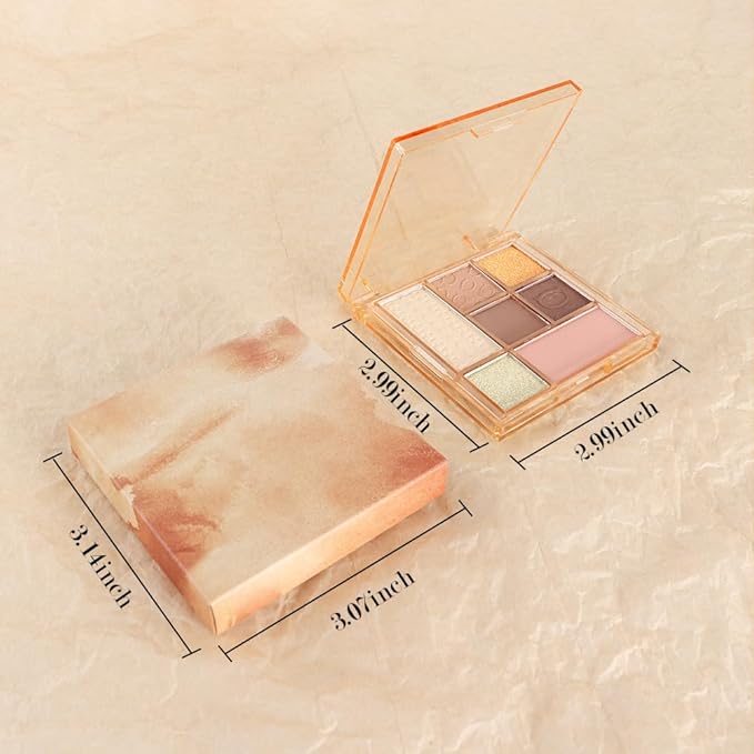 Seven Color Matte Shimmer Eyeshadow, 7 Brown Black Brown & Pink Golden Yellow Light Green Pressed Powder Eyeshadow, Daily Silky Makeup Eyeshadow Palette, Easy to Carry,Vegan & Cruelty-Free, 02 0.25 Oz