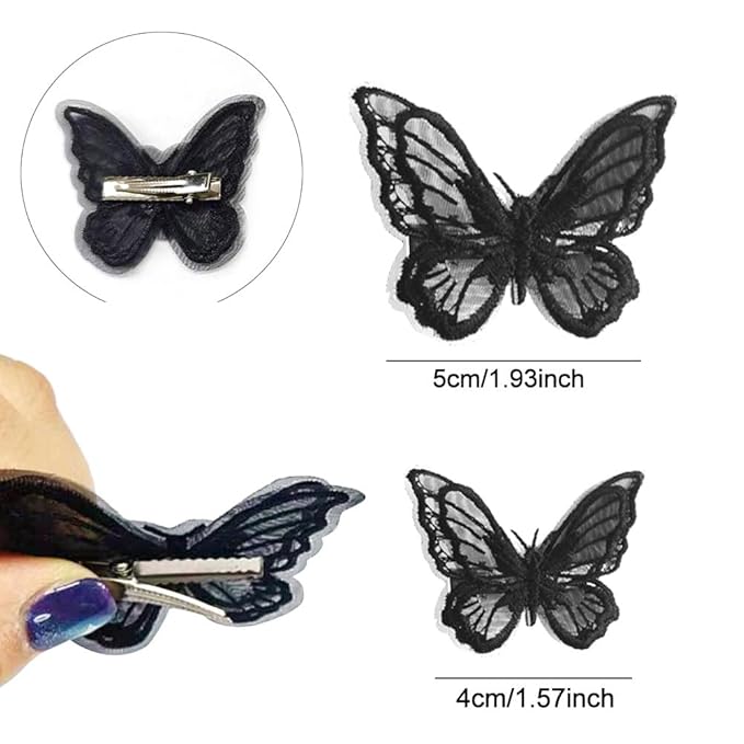 20Pcs Butterfly Hair Clips - Black Moving Butterfly Clips Fairy Accessories for Women & Teens