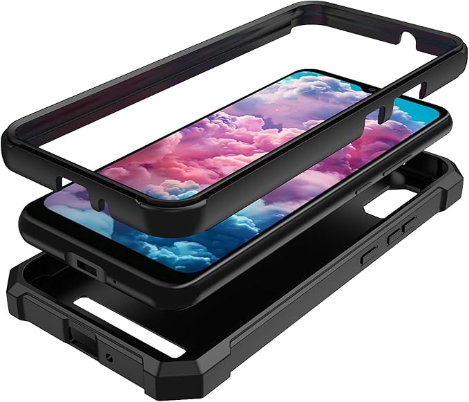 for Cloud Mobile Stratus C8 Case with Screen Protector,Full Body Protection Front PC Back Soft Silicone Bumper,Heavy Duty Protection Shockproof Phone Case for Cloud Mobile Stratus C8 Black
