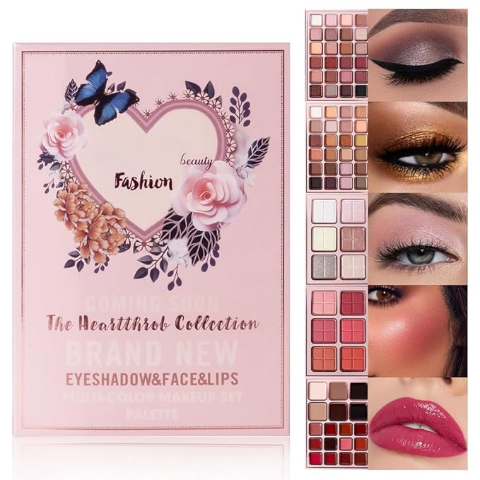 78 Colors All-In-One Makeup Palette ā 5 Layer Makeup Kit with Matte & Shimmer Eyeshadows, Blushes, Highlighters, Lip Glosses & Lipsticks ā Full Face Harmony Set ā Holiday Gift for Women