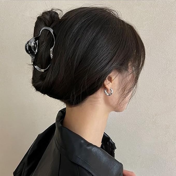 Oval Metal Hair Claw Clips - 2PCS Large Hair Styling Accessories for Women and Girls