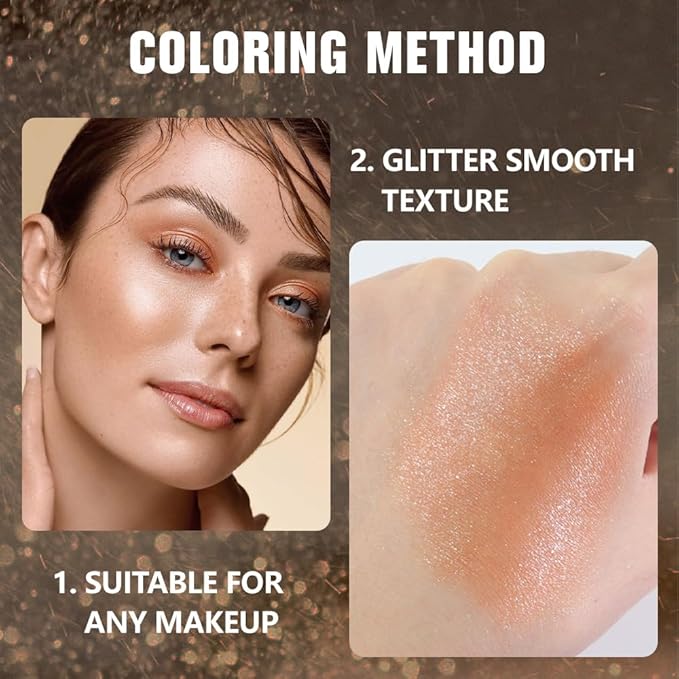 evpct Champagne Gold Shimmer Single Eye shadow Palette Makeup for Older Women, Glitter Sparkly Cream Eye Shadow Palette Brightener for Older Women, High Pigment Waterproof Monochrome Mini Eyeshadow