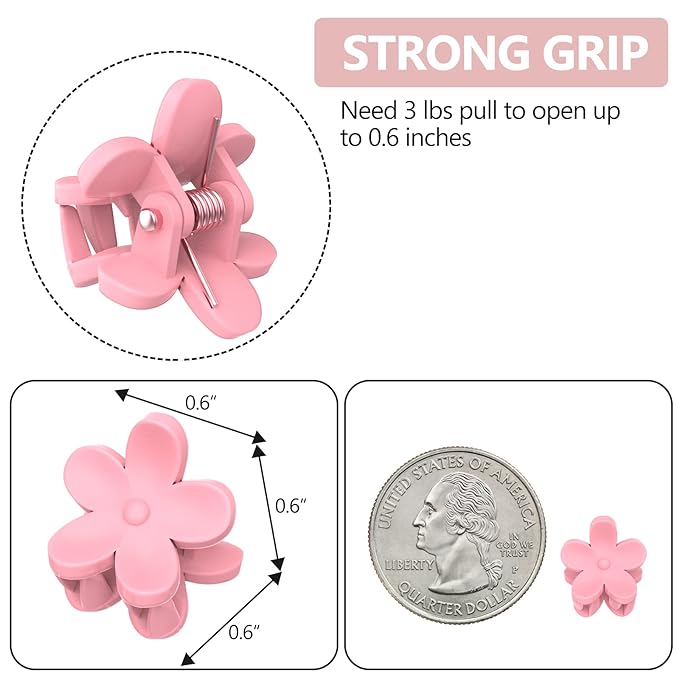 Mini Hair Clips Pack of 100 - Colorful Tiny Flower Hair Clips for Baby Toddler Girls Women, Strong Grip for Fine Hair Bangs