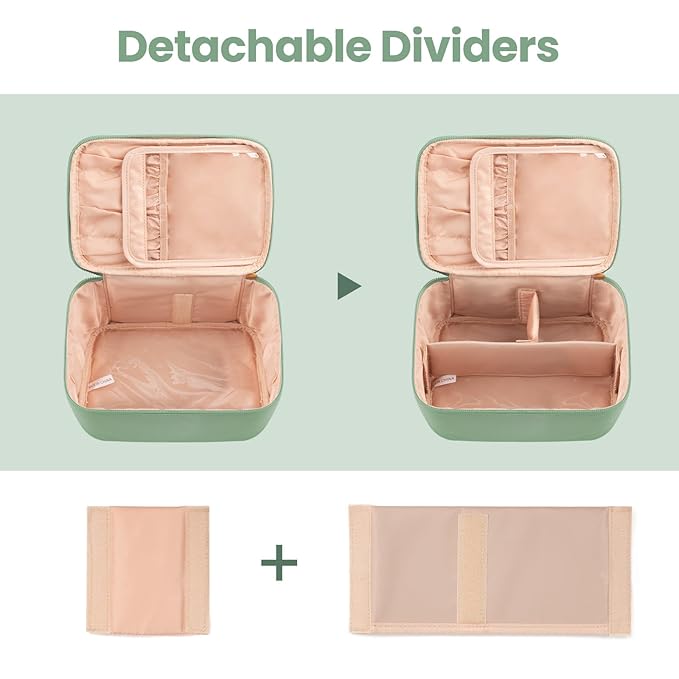 OCHEAL Travel Makeup Bag, Cosmetic Bags for Women Makeup Bags Case Organizer Large Capacity Travel Toiletry Bag Storage with Divider and Handle for Cosmetics Toiletries Brushes Tools-Rose Gold